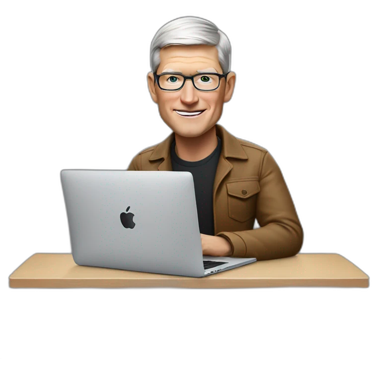 tim cook with a macbook pro emoji