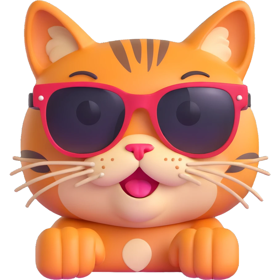cool cat with oversized sunglasses, winking emoji