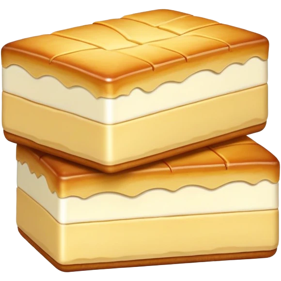 Inner Mongolia milk cake with crispy layers, simplified emoji style with bold outlines and bright colors, cartoon style dairy pastry snack emoji