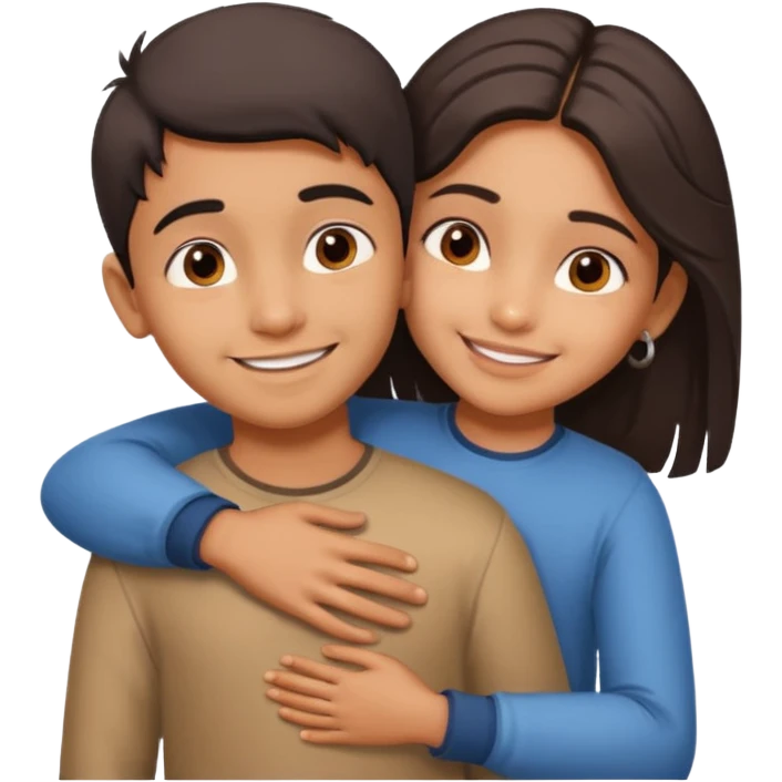 indian boy hugging indian girl from behind... boys hand down near navel of girl... boys head on the shoulder of girl emoji