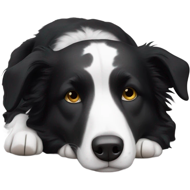 Sleeping black and white border collie emoji