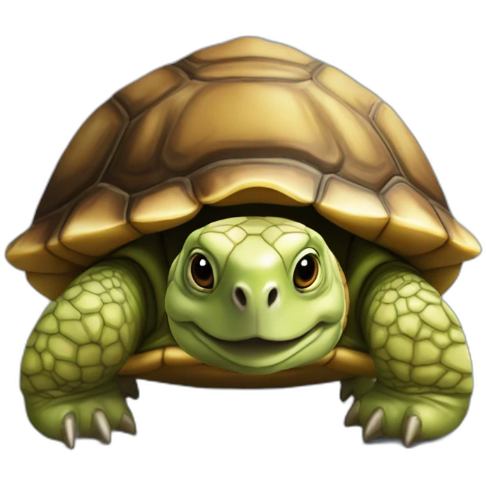 une tortue qui est sur le dos d'un ours emoji
