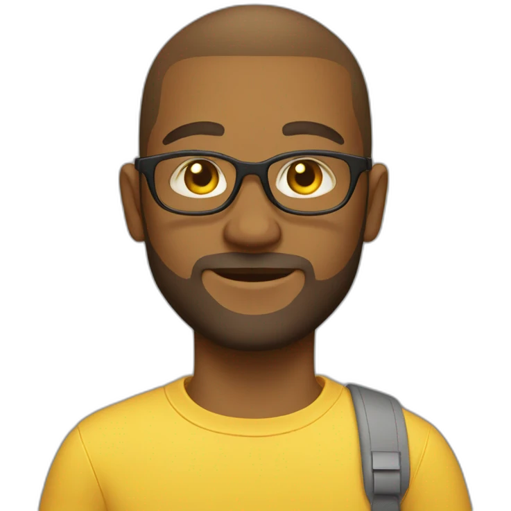 Young white Man, very very slight beard, sun yellow, clothes, clear glasses  emoji