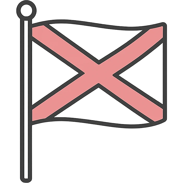 white flag with red Burgundy cross, minimalist style emoji