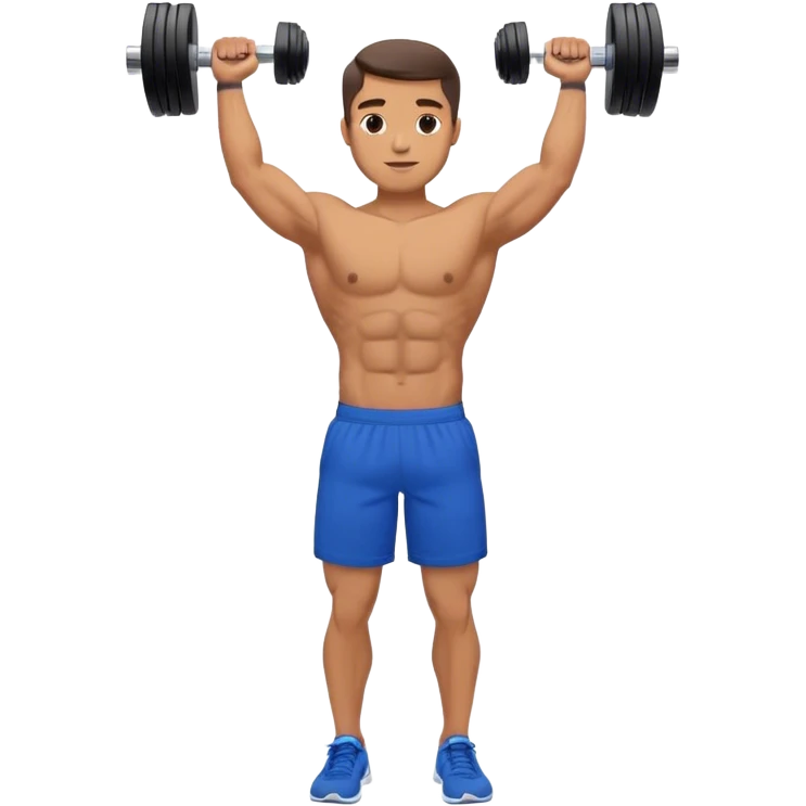man with blue shorts doing dumbbell lateral-raise (T-pose) side-deltoid exercise emoji