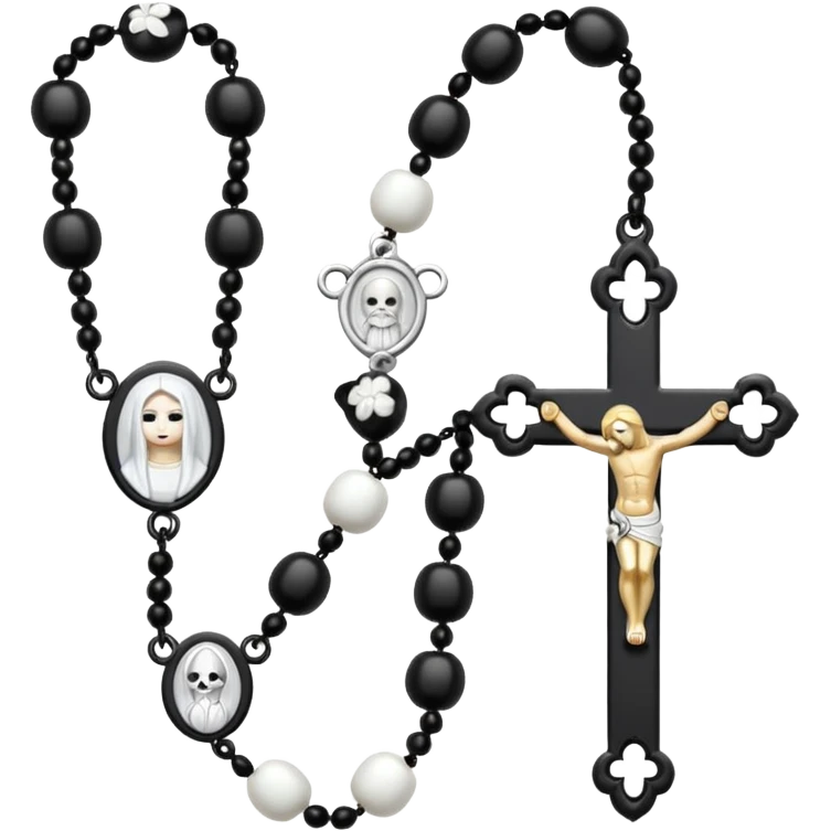 Gothic white rosary with  of beads emoji