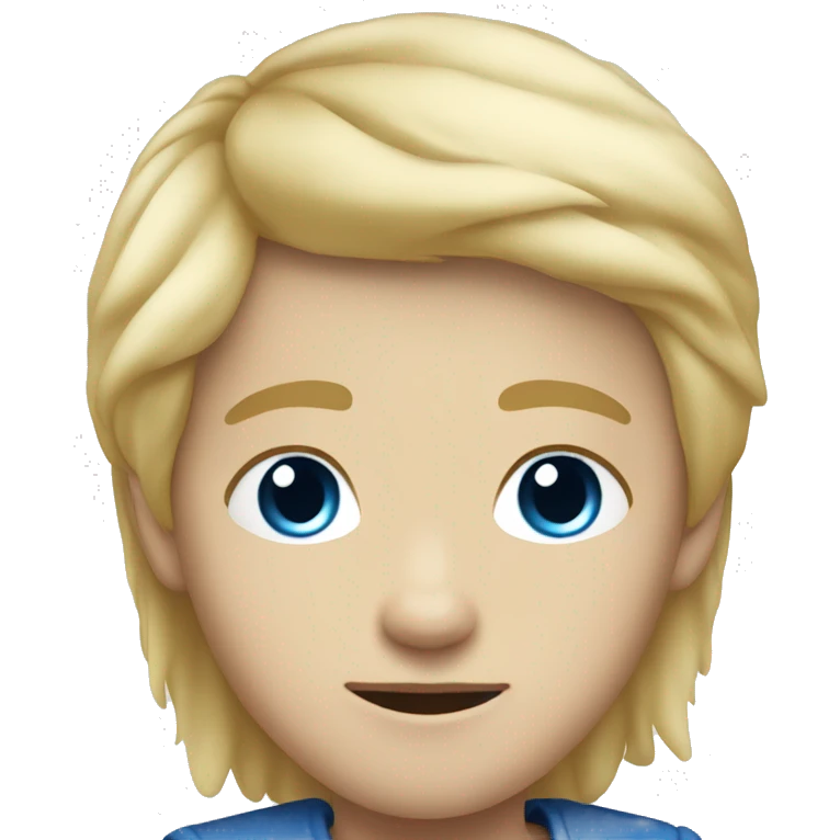 young boy with blonde hair and blue eyes full view no shirton emoji