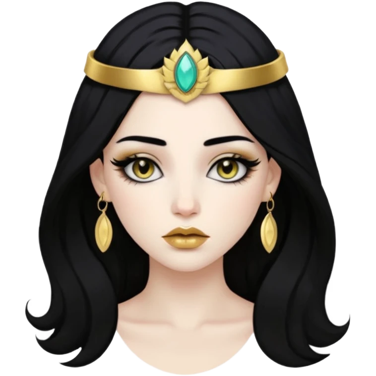 Rosalia (the singer) virgin. (Use lux album cover as reference). Hais black hair with a bleached halo band  in hair and gold lips. emoji