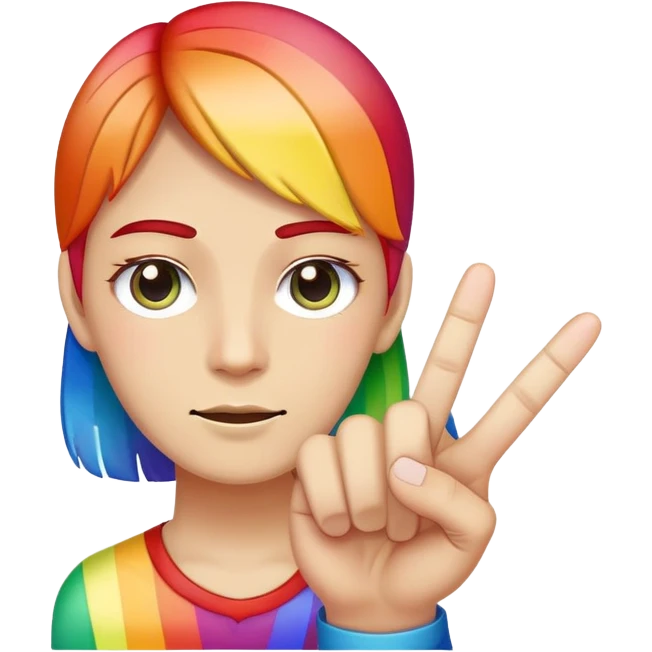 Rainbow face holding middle finger up emoji