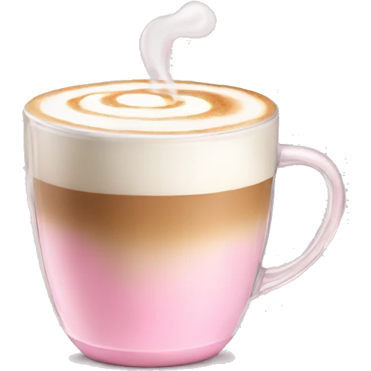 Latte coffee with the pastel pink glass  emoji
