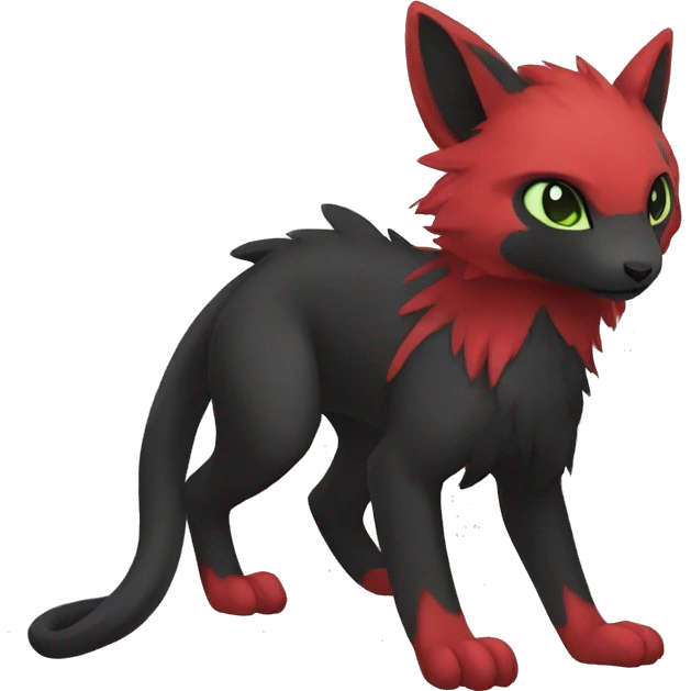 Cute cool black red animal hybrid Fakemon full body emoji