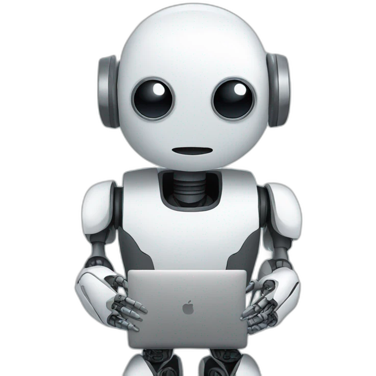 robot with macbook emoji