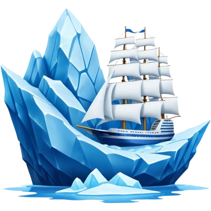 A ship moving past an iceberg emoji