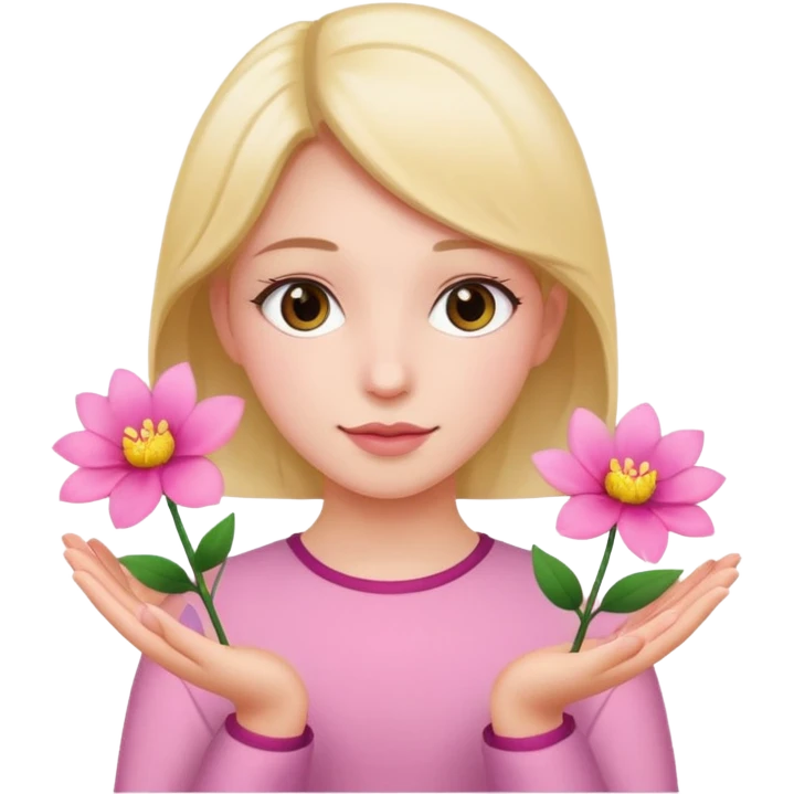 Girl with two hands in front emoji