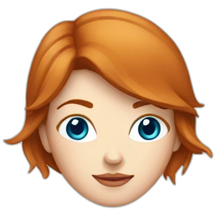 Femme rousse avec chat blanc aux yeux bleu emoji