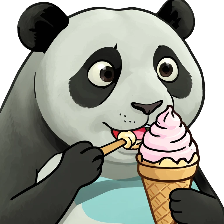 Panda eating ice cream emoji