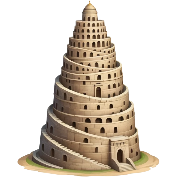 Tower of Babel, spiraling ancient tower reaching to the sky emoji