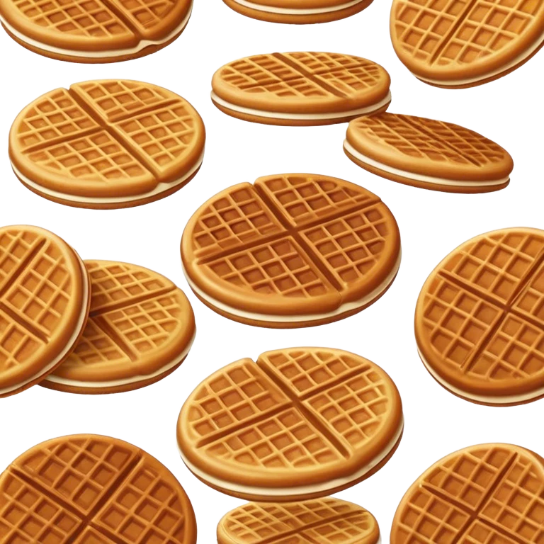 Stroopwafel Cinematic Realistic Stroopwafel Dessert Emoji, depicted as a single, flat, delicate caramel-filled waffle cookie rendered with crisp textures and warm, inviting lighting. emoji