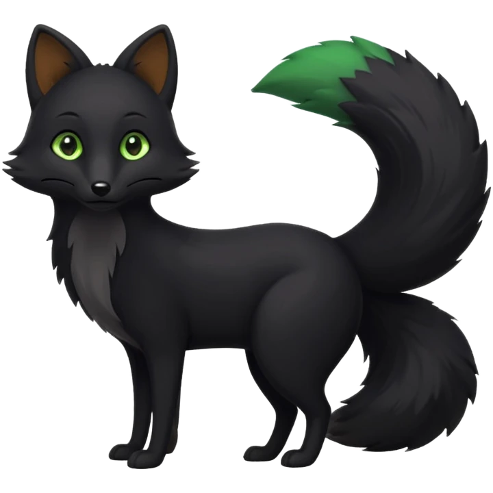 a black fox with green eyes emoji
