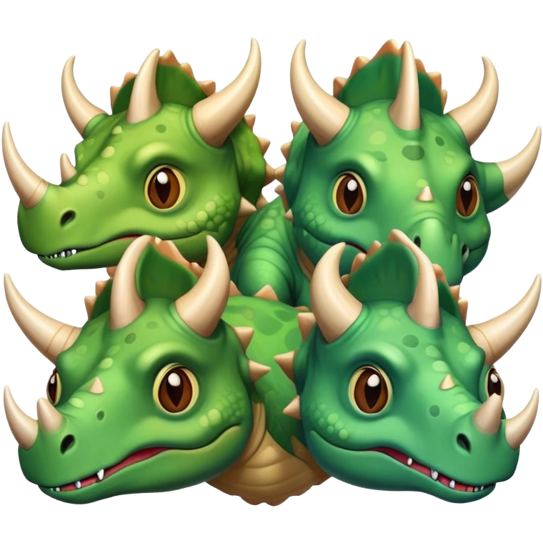 faces of different green triceratops emoji