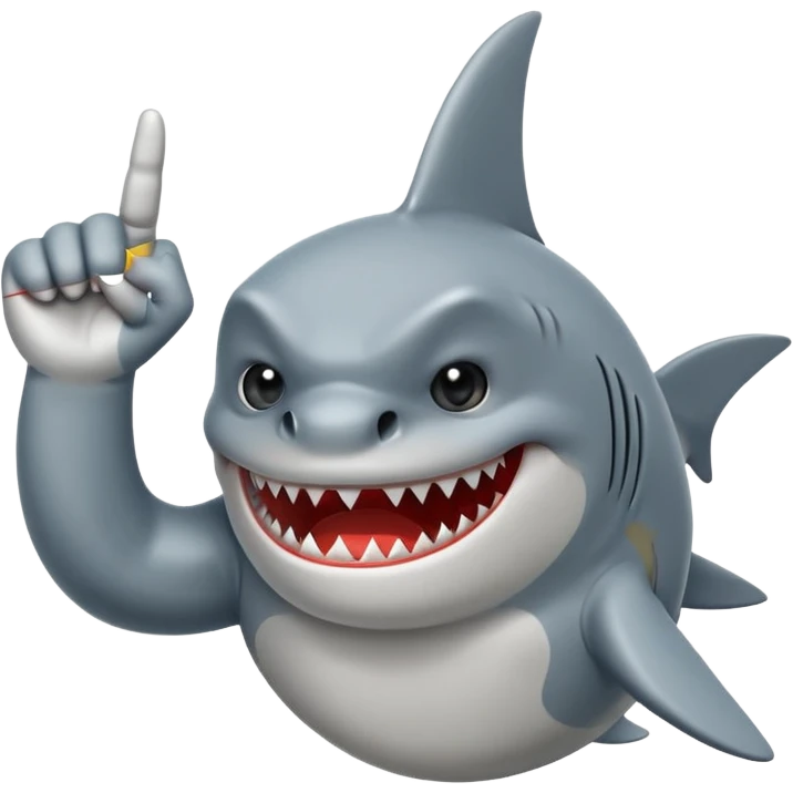 A shark pulling a middle finger emoji