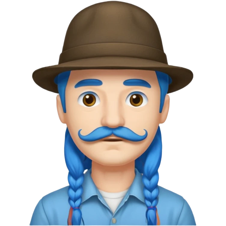 blue long haired man and hat and mustache emoji