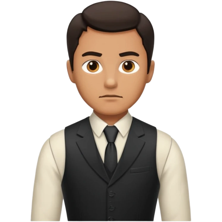 Adult man, wearing a formal vest, serious look
 emoji