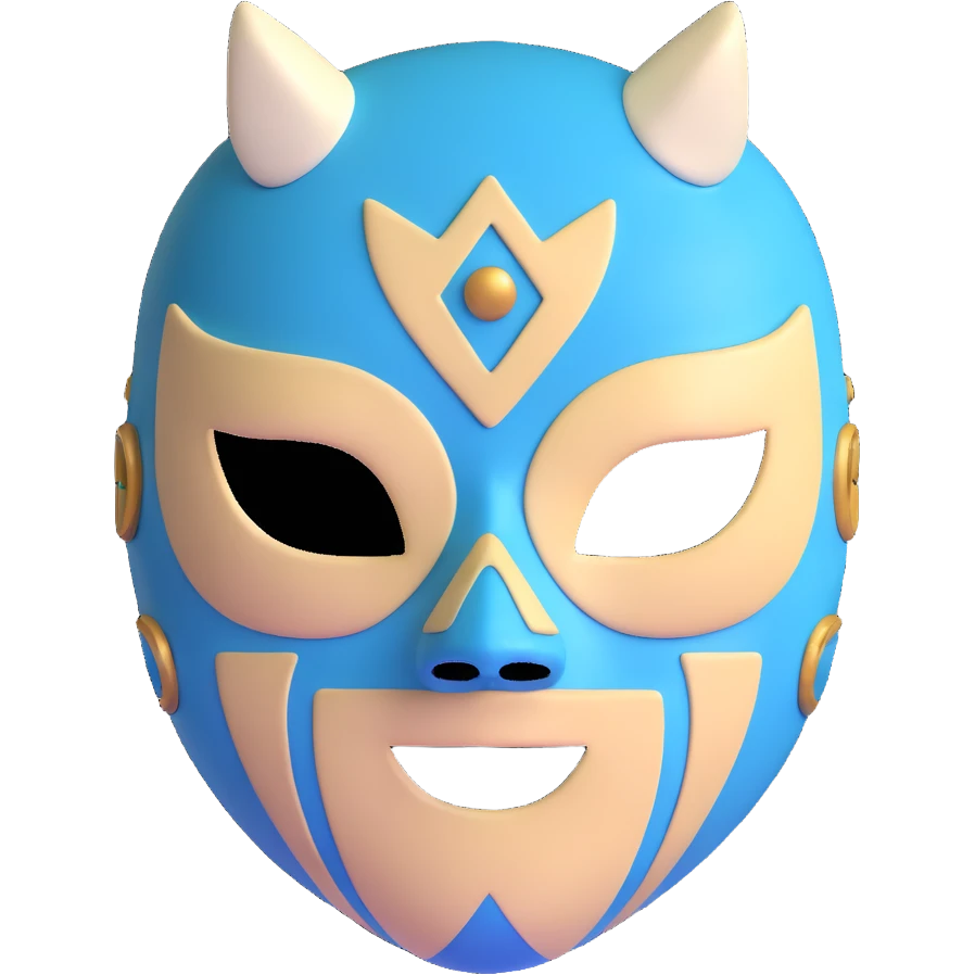 dark green, cream, and Carolina blue luchador mask emoji