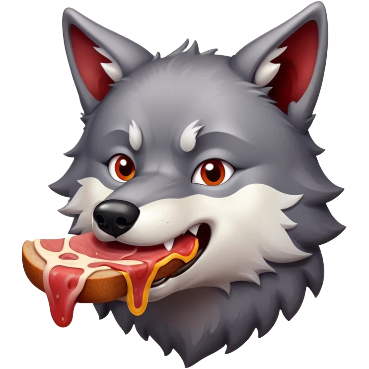 Wolf eating bologna emoji