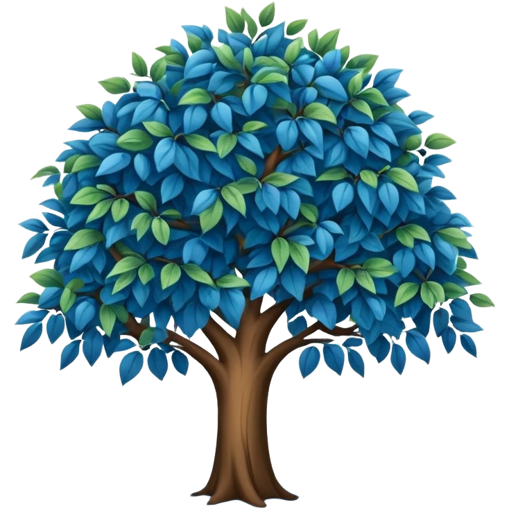 arbol con hojas azules emoji