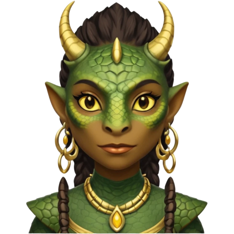 ESO female Argonian with lashes and earrings emoji