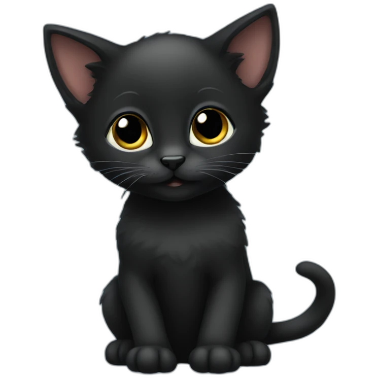 Lovely little black kitten emoji