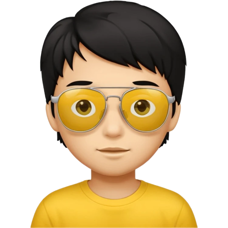 black hair kid with yellow sunglasses emoji