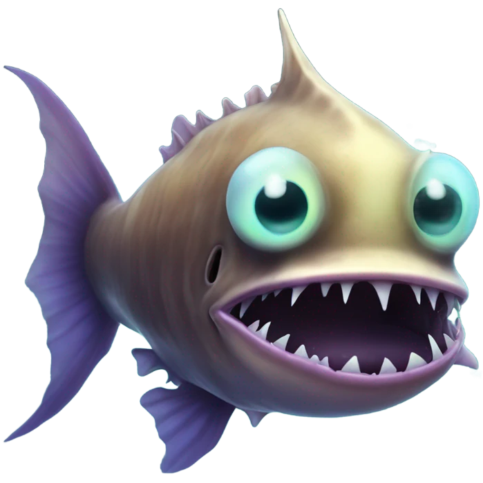 Anglerfish with glowing lure, sharp teeth, and big eyes. emoji