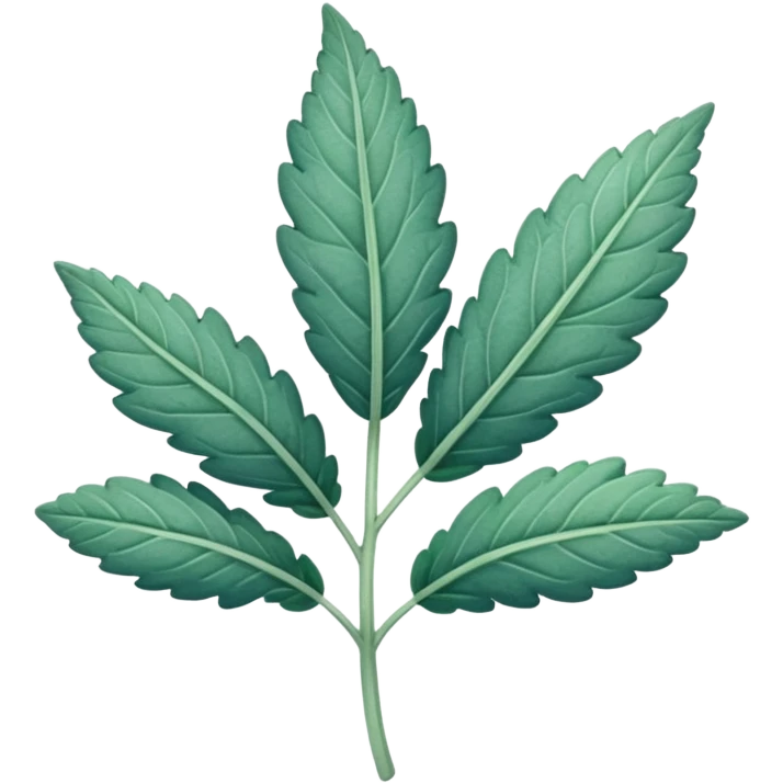 single clary sage plant leaf in bluey green colour emoji