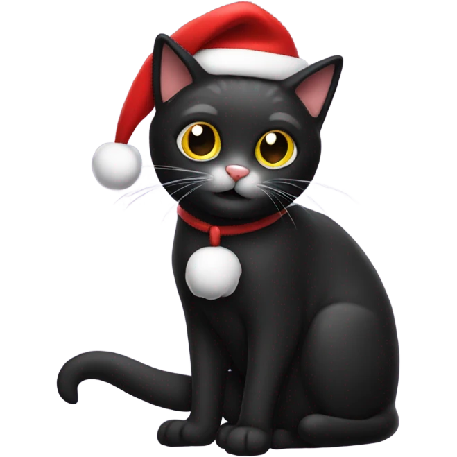 Black cat with Santa hat emoji
