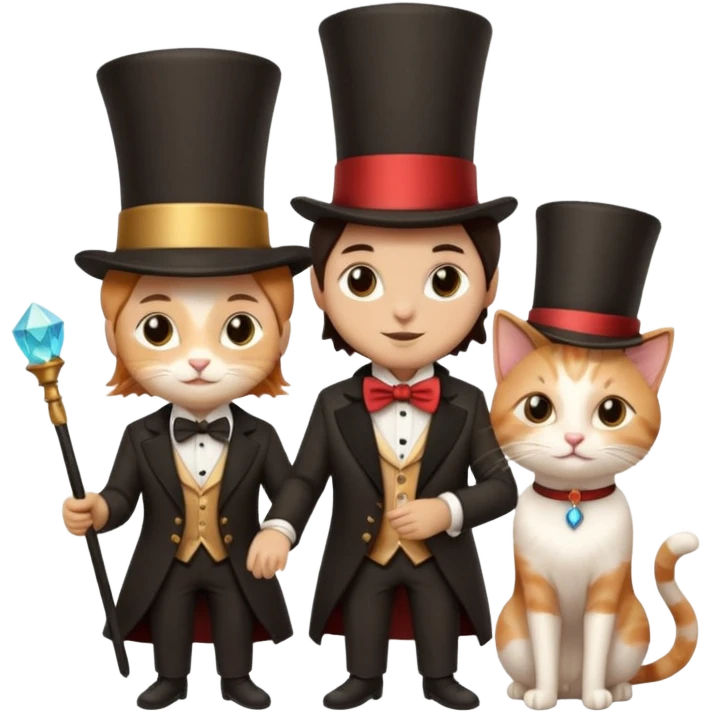 magician couple and their pet cat emoji