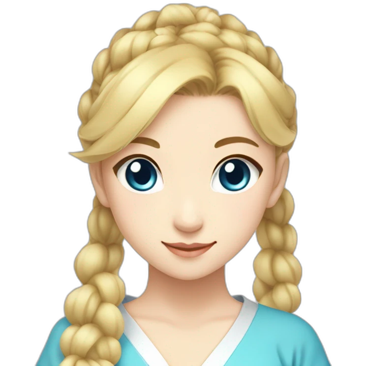 Japanese anime-inspired young girl with radiant golden blonde hair tied in a ponytail and mesmerizing azure eyes emoji