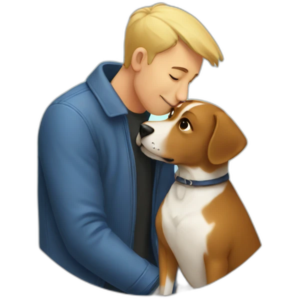 man kissing dog emoji