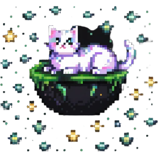 cat floating in space with stars emoji