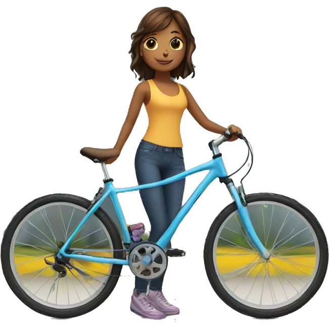 Girl in front of bike emoji