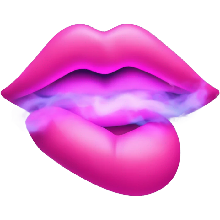 Neon pink lips are smoke emoji