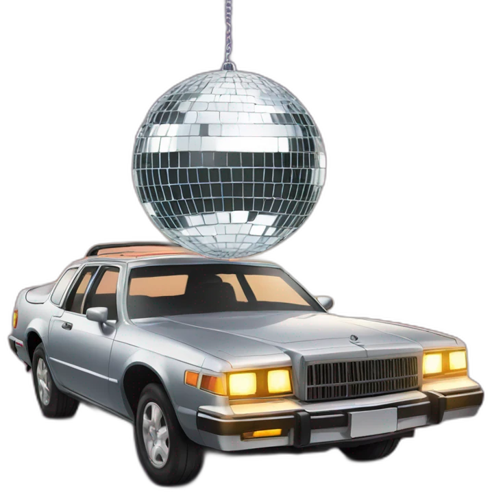 disco ball hanging on top of a shining car emoji