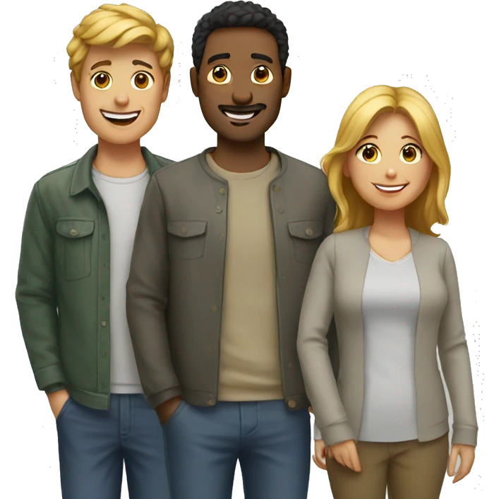three people happy standing together  emoji