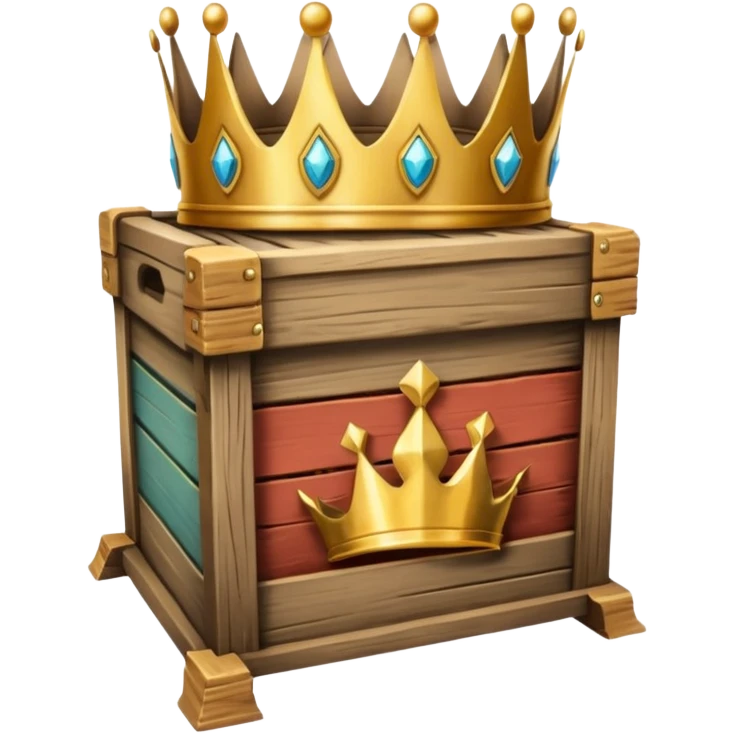 wooden crate with a golden crown on top emoji