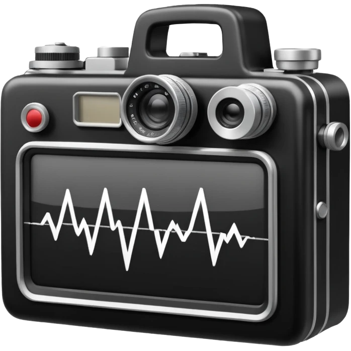 film camera with EKG reading emoji