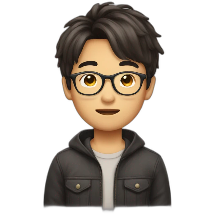 mashroomhair asianboy with glasses emoji