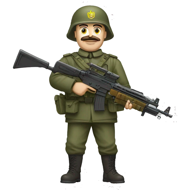 Ukrainian general, with a machine gun emoji