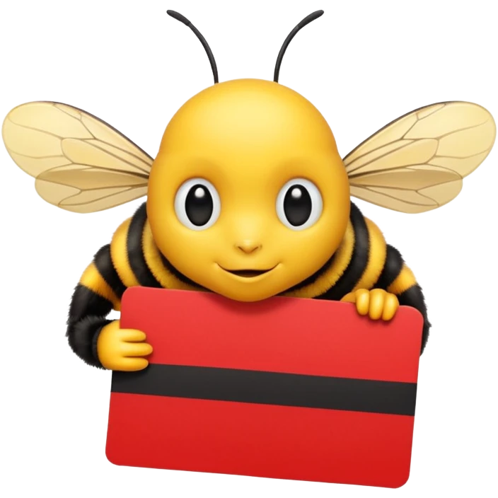 using this image, make the bee hold a red card like a referree emoji