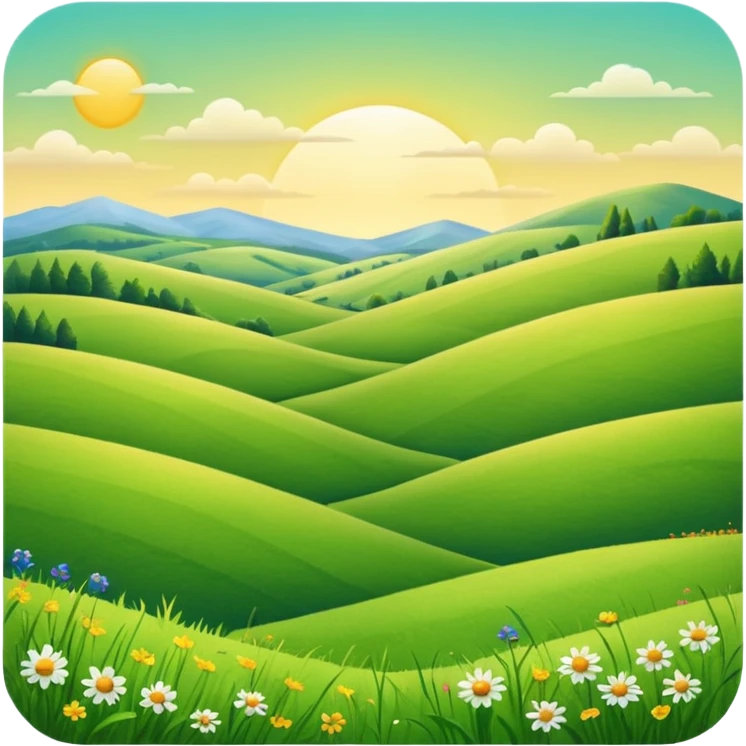 sunlit meadow with rolling hills emoji